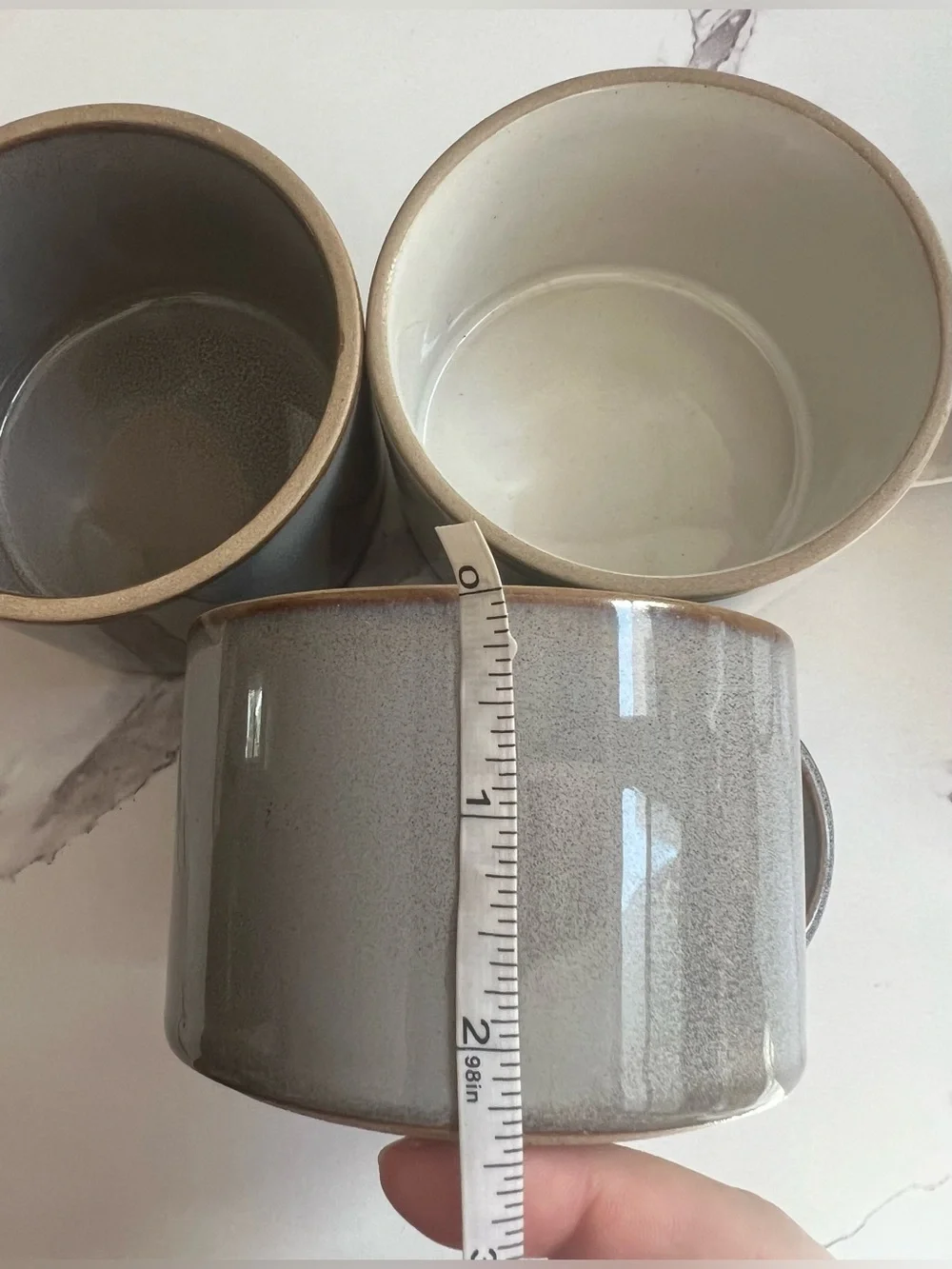 Departo Sturdy Glazed Ceramic Coffee or Tea Mugs Ivory & Slate Grey Set of 4